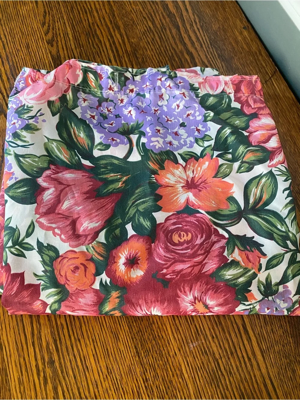 Vintage 1990s Colorful Floral Rose Shower Curtain Pink Purple Made In USA